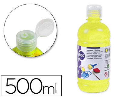 Témpera líquida Liderpapel escolar 500ml. amarillo limón